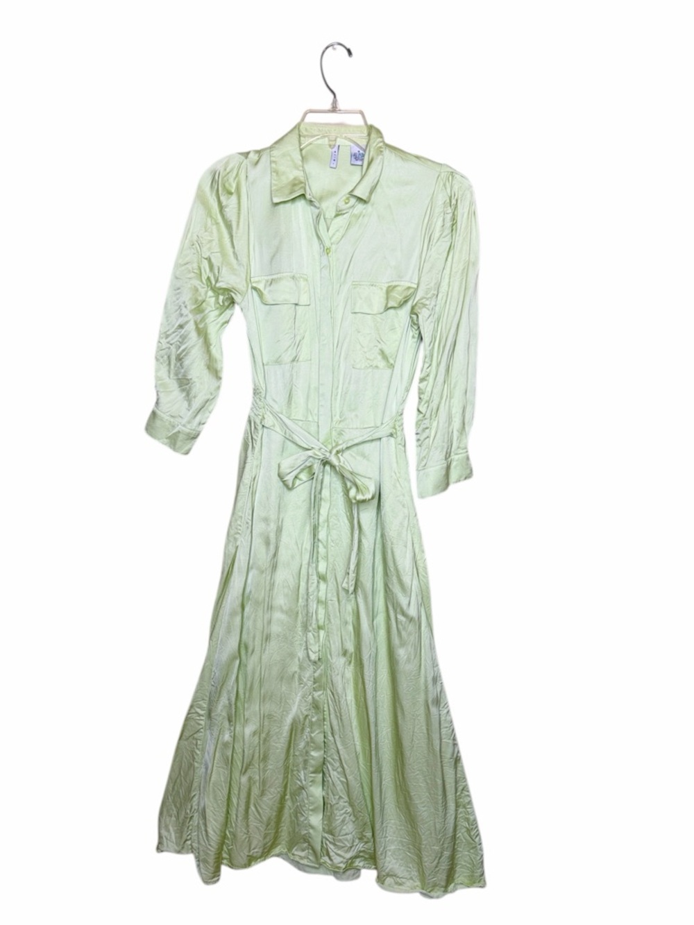 Evie Mint Green Shirt Maxi Dress with Tie Waist